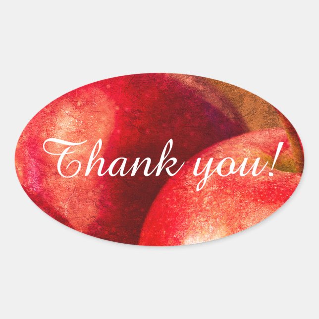 Three Red Apples Oval Sticker (Front)