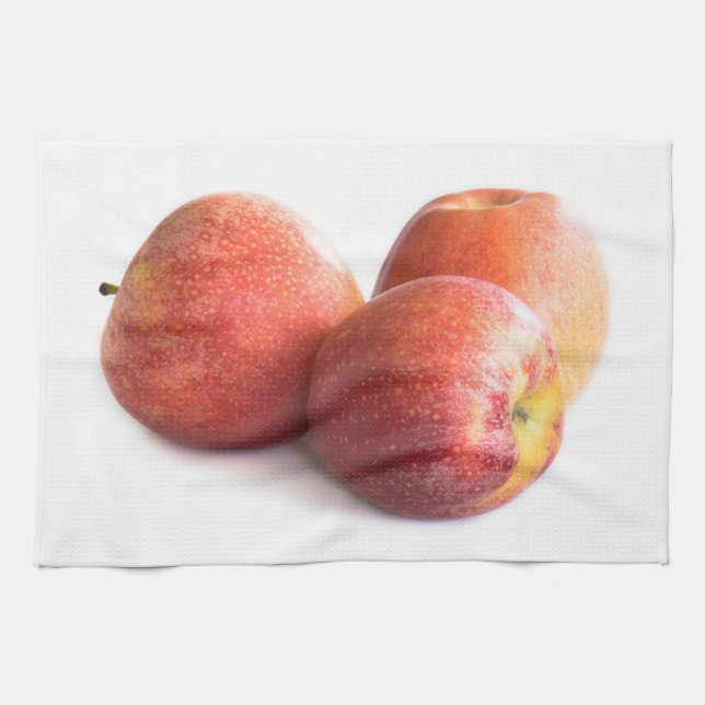 Three red apples tea towel (Horizontal)
