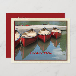 Three Red Canoes Red Letters Thank You  Postcard