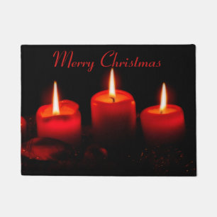 Three Red Christmas Candles Advent Gaudete Sunday Doormat