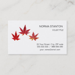 Three red falling leaves business card