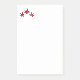 Three red falling leaves post-it notes