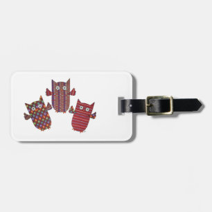 Three Red Owls Luggage Tag