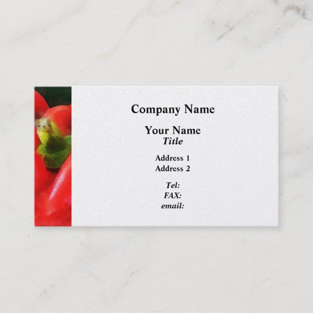 Three Red Peppers Business Card (Front)
