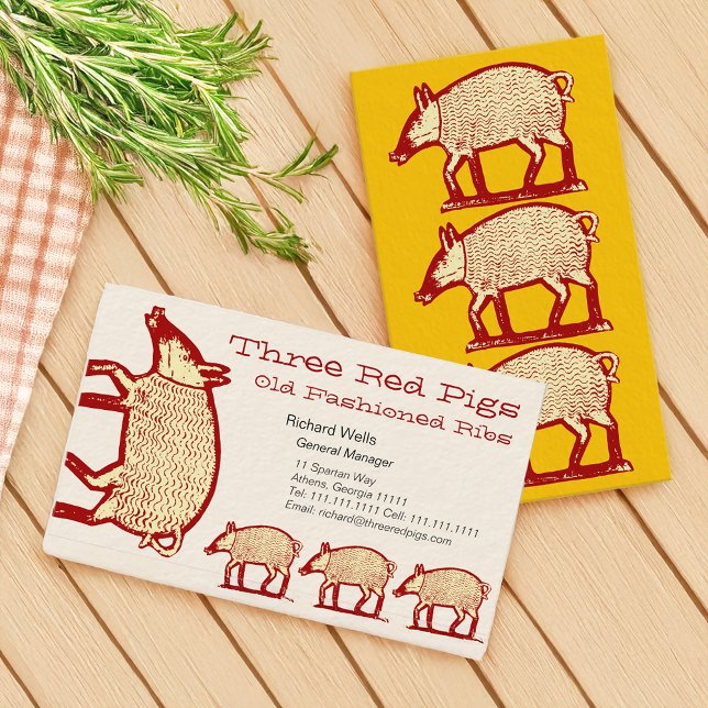 Three Red Pigs Business Card for Farm, Restaurant (Creator Uploaded)