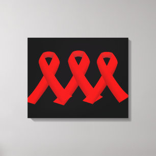 Three Red Ribbons Wrapped Canvas Art