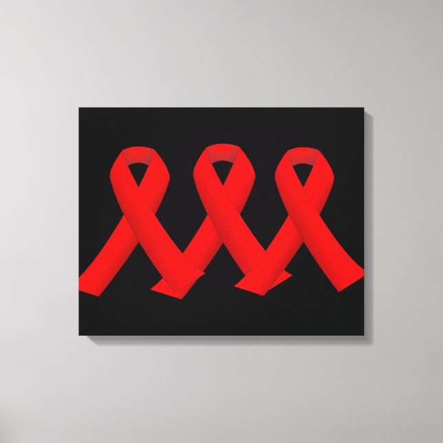 Three Red Ribbons Wrapped Canvas Art (Front)