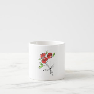 Three Red Roses Bouquet   Espresso Cup