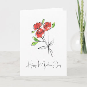 Three Red Roses Bouquet Happy Mother’s Day Card