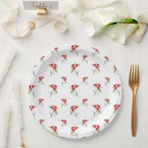 Three Red Roses Bouquet   Party round paper plates