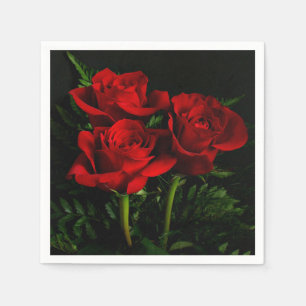Three Red Roses Paper Knapkins Napkin