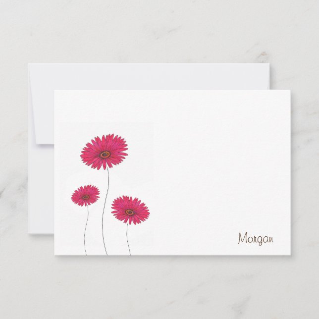 Three Red Watercolor, Pen & Ink Gerbs Card (Front)