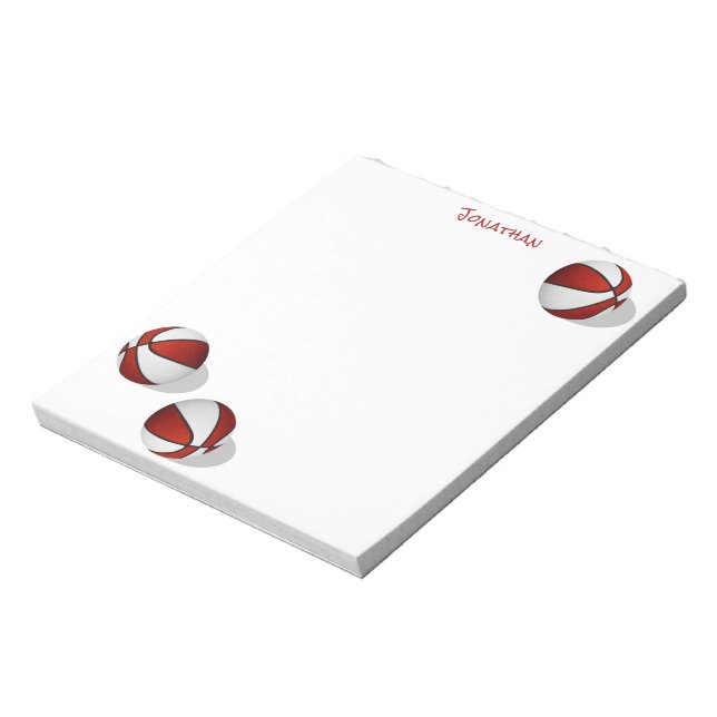 three red white basketballs custom name notepad (Rotated)