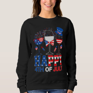 Three Red White Blue Wine Glasses Usa Flag 4th Of Sweatshirt