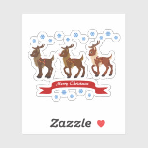 Three Reindeer and Snowflakes