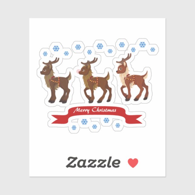 Three Reindeer and Snowflakes (Sheet)