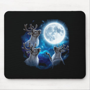 Three Reindeer Howling At The Moon Merry Christmas Mouse Mat
