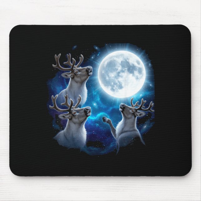 Three Reindeer Howling At The Moon Merry Christmas Mouse Mat (Front)