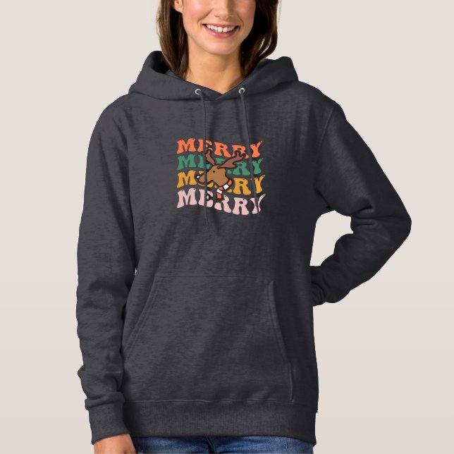 Three Reindeer Merrys Christmas  Hoodie (Front)