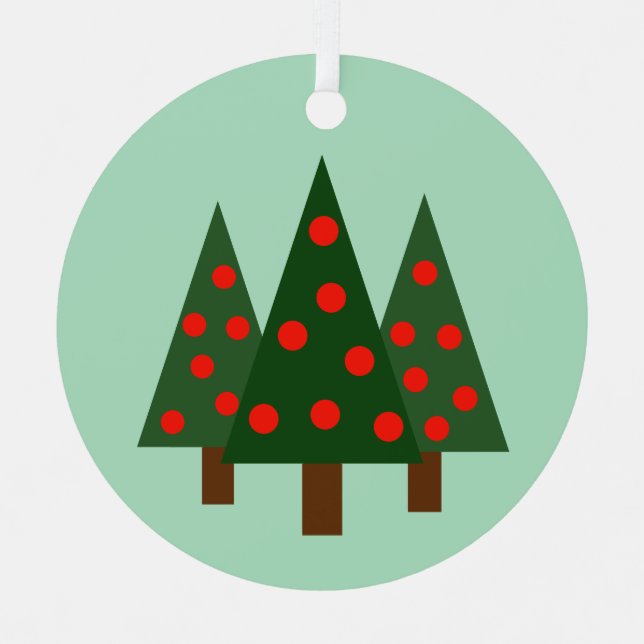 Three Retro Christmas Trees Metal Tree Decoration (Front)
