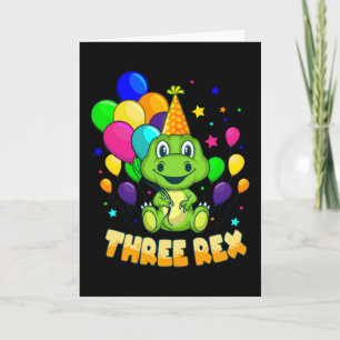 THREE REX 3 Year Old 3rd Birthday Boy Dino Card