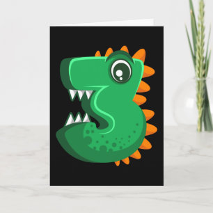 THREE REX 3 Year Old 3rd Birthday Kids Dino Card