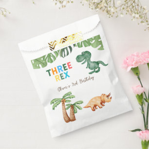 three-rex 3rd birthday party favour bags