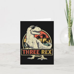 Three Rex 3rd Birthday Shirt Third Dinosaur 3 Year Card