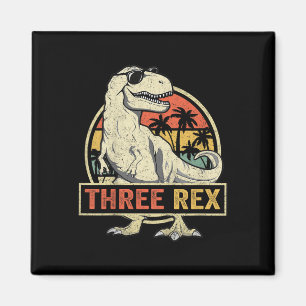 Three Rex 3rd Birthday Shirt Third Dinosaur 3 Year Magnet