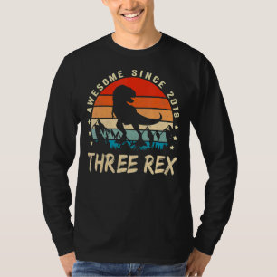 Three Rex 3rd Birthday Third Dinosaur 3 Year Old T-Shirt
