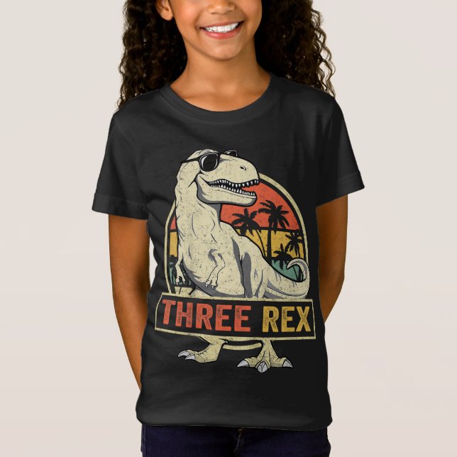 Three Rex 3rd Birthday Third Dinosaur 3 Year Old T-Shirt (Front)