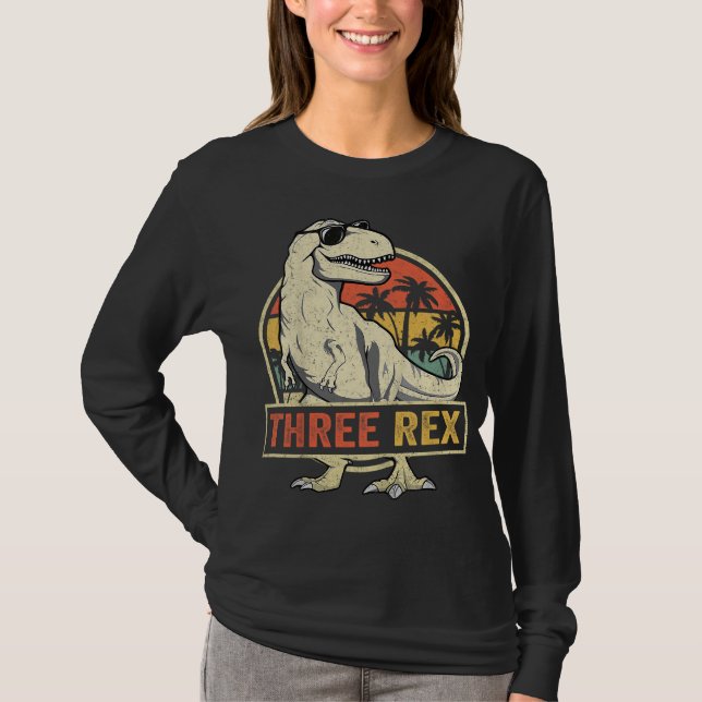 Three Rex 3rd Birthday Third Dinosaur 3 Year Old T-Shirt (Front)