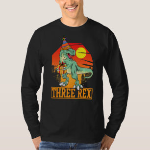 Three Rex 3rd Birthday Third Dinosaur 3 Year Old T-Shirt