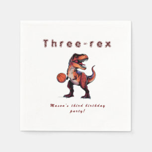 Three-Rex basketball Dino birthday   Napkin