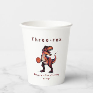 Three-Rex basketball Dino birthday Paper Cups