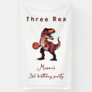 Three-Rex basketball Dino birthday welcome sign