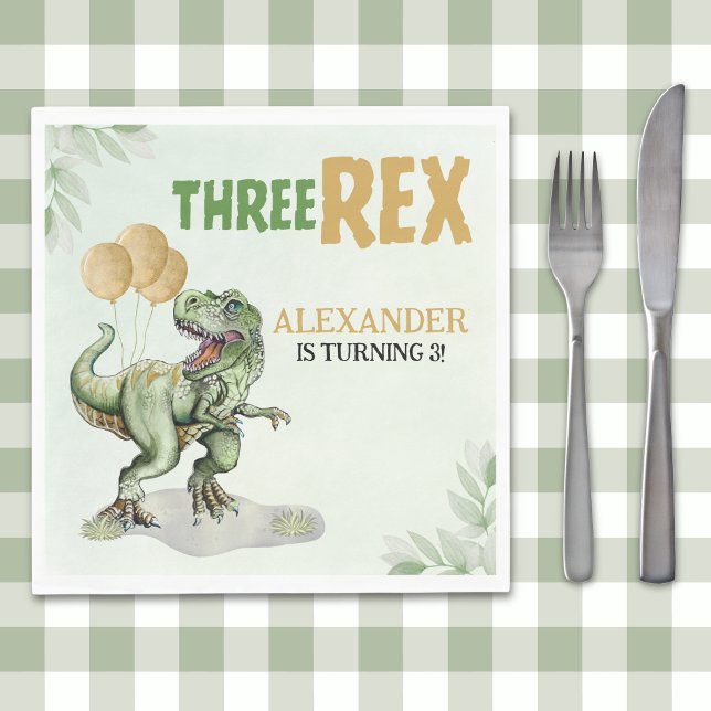 Three Rex - Birthday Boy with Dinosaur Theme Napkin (Creator Uploaded)