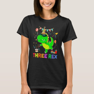 Three Rex Birthday Dinosaur 3rd Birthday Party Din T-Shirt