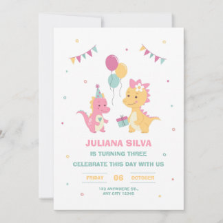 Three Rex Birthday Invitation