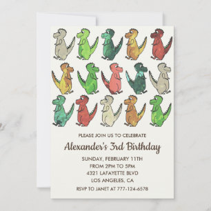 Three rex birthday invitation 3rd for kids