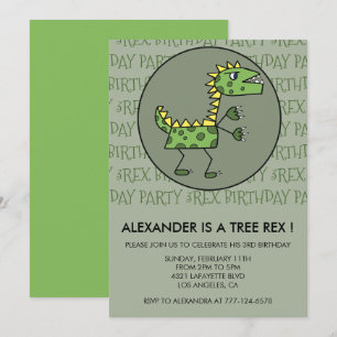 Three rex birthday invitation dinosaur 3rd boy