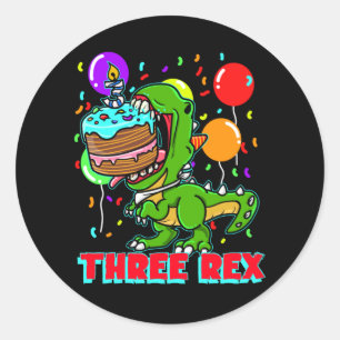 Three Rex dinosaur 3 years Dinofan Classic Round Sticker