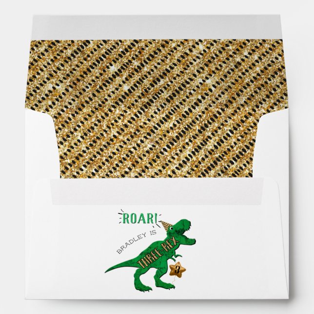 Three-Rex Dinosaur 3rd Birthday Envelope (Back (Bottom))