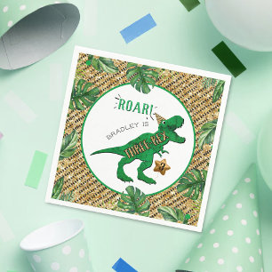 Three-Rex Dinosaur 3rd Birthday Napkin