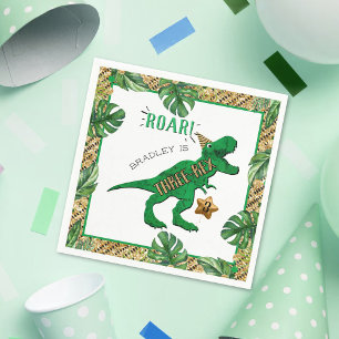 Three-Rex Dinosaur 3rd Birthday Napkin
