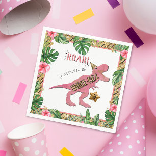 Three-Rex Dinosaur 3rd Birthday Napkin