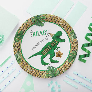 Three-Rex Dinosaur 3rd Birthday Paper Plate