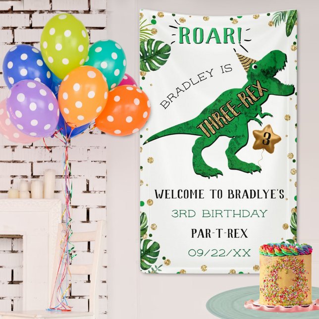 Three-Rex Dinosaur 3rd Birthday Welcome Banner (Creator Uploaded)