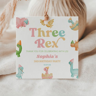 Three Rex Dinosaur 3rd Third Birthday Party Favour Tags
