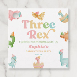 Three Rex Dinosaur 3rd Third Birthday Party Favour Tags